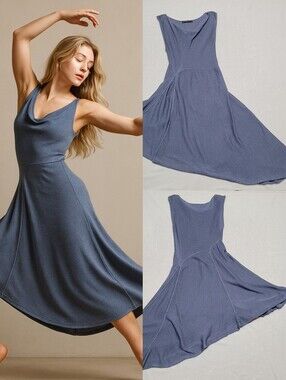 Peruvian Connection Steel Blue Pima Cotton Asymmetric Semi-sheer Tunic Top Dress